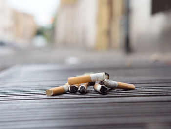 Cigarette butts on table