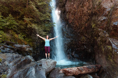 Scenic view of waterfall in forest