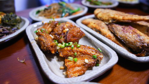 Close-up of food in plate on table