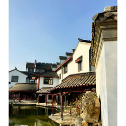 View of buildings against clear sky