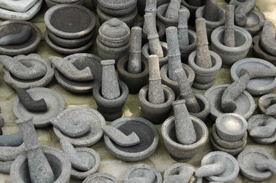 Full frame shot of mortar and pestle