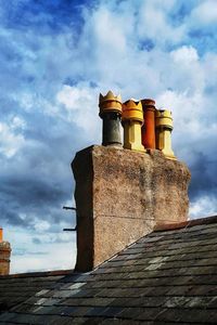 Low angle view of fort against blue sky