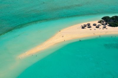 Aerial view of island and sea