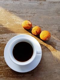 High angle view of breakfast on table