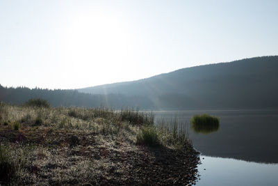 Scenic view of lake and mountains