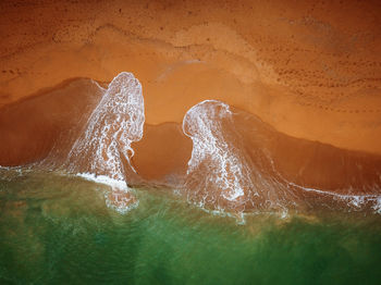 Close-up of rock formation in sea