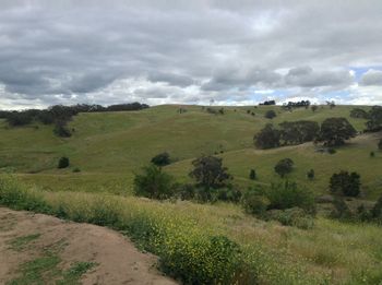 Scenic view of landscape against cloudy sky