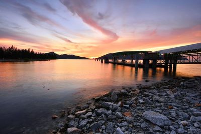 Scenic view of river during sunset