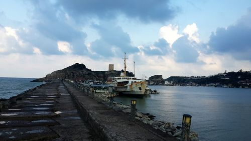 View of boats in harbor