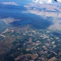 Aerial view of city at night