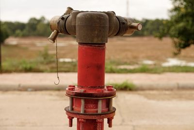 Close-up of fire hydrant on field