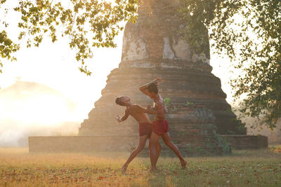 Martial arts of muay thai or thai boxing at thailand, muay thai at ayutthaya thailand