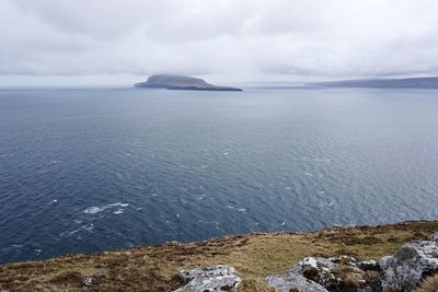 Scenic view of sea against cloudy sky