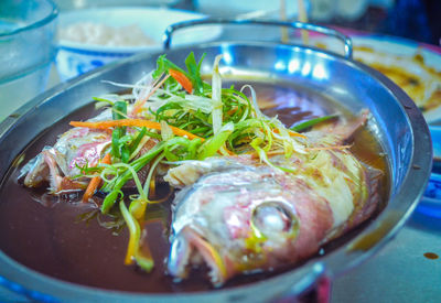 Close-up of meal served in bowl