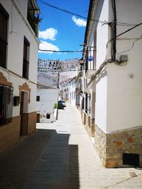 Footpath amidst buildings against sky