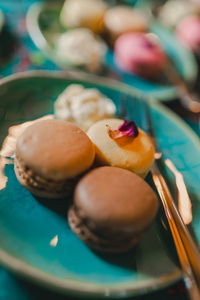 Close-up of dessert in plate on table