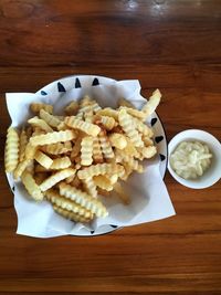 High angle view of food on table