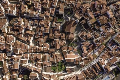 High angle view of buildings in city