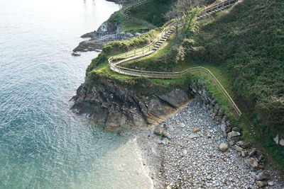 High angle view of beach