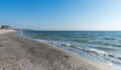 Scenic view of sea against clear sky