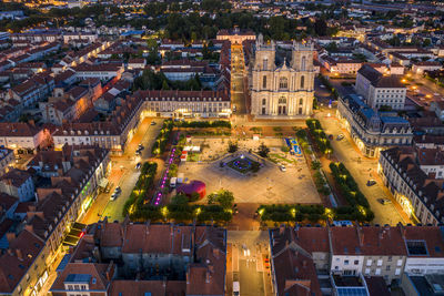 High angle view of buildings in city