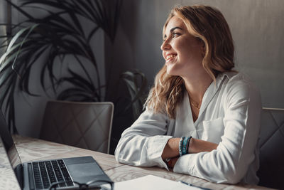 Businesswoman working at office