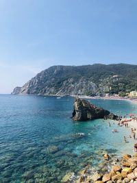 Scenic view of sea against clear sky