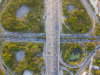 Road by bridge in city