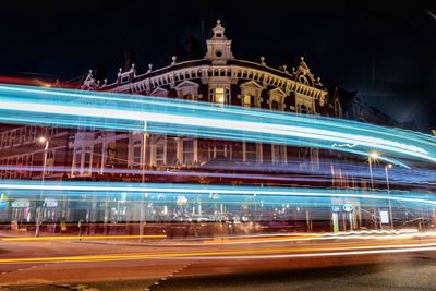 Light trails on city street at night