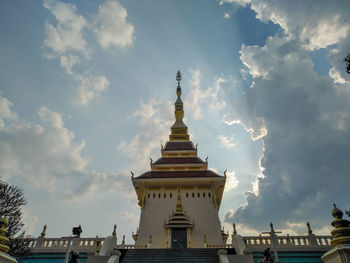 Low angle view of pagoda against sky