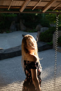 Woman standing in water