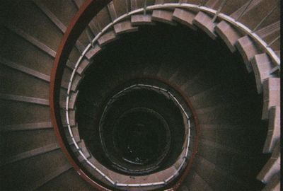 High angle view of spiral staircase in building