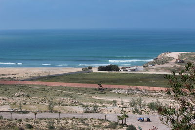 High angle view of beach against sky