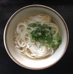 Close-up of soup served on table