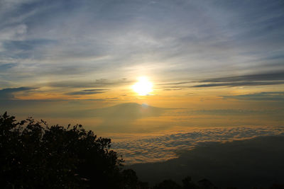 The view of mount lawu from a distance is beautiful