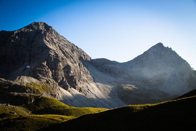 Scenic view of mountains against clear sky