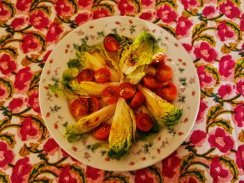 Directly above shot of pasta in plate