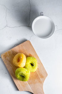 High angle view of fruits on table