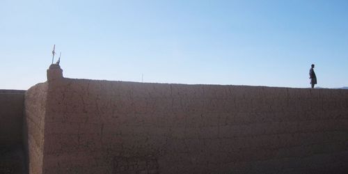 Woman standing against clear sky