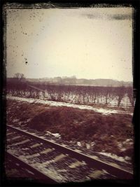 Railroad track against sky