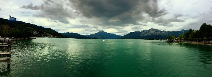 Panoramic view of lake against sky