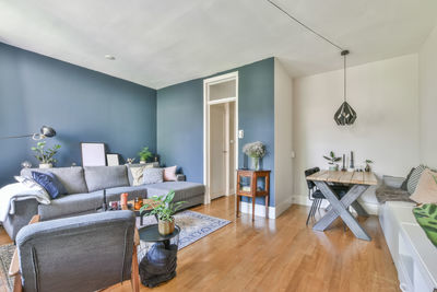 View of empty sofa in living room