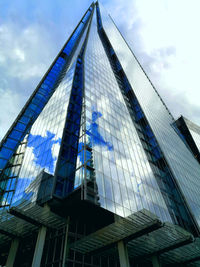 Low angle view of modern building against sky