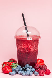 Close-up of strawberry against white background