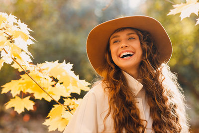 Portrait of woman wearing hat