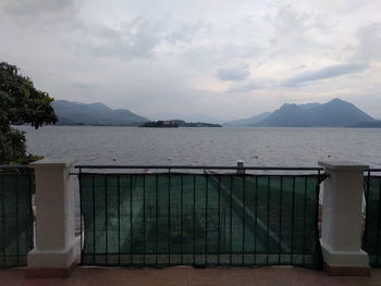 Scenic view of mountains against cloudy sky
