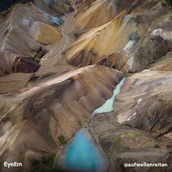 High angle view of rocks in water