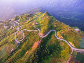 Scenic view of road over mountain