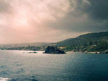 Scenic view of sea against sky during winter