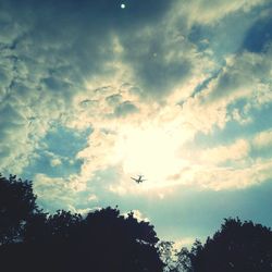 Low angle view of airplane flying in sky